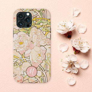 Case-Mate iPhone Case Peony rose Alphonse Mucha Monogramme