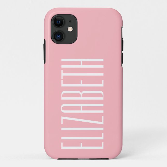 Coques Case-Mate iPhone Peony rose couleur solide | Nom minimal (Dos)