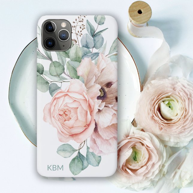 Coques Case-Mate iPhone Pépites d'aquarelle et Roses avec votre Monogramme (Créateur téléchargé)