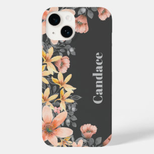 Coque Case-Mate iPhone Pépites florales rose et or Personnalisées