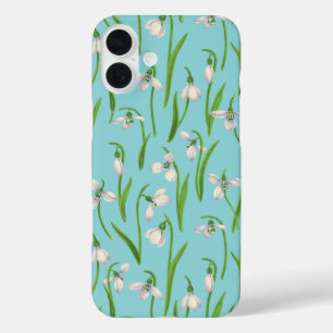 Coque Pour iPhone 16 Plus Perce-neige sur fond bleu piscine