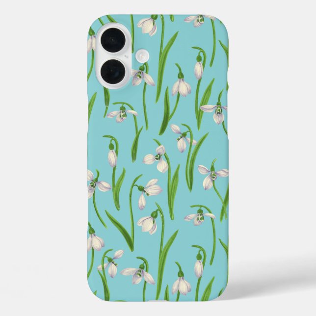 Coques Case-Mate iPhone Perce-neige sur fond bleu piscine (Verso)