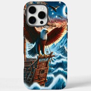 Coque iPhone 16 Pro Max Perche d'aigle sur une mer étoilée