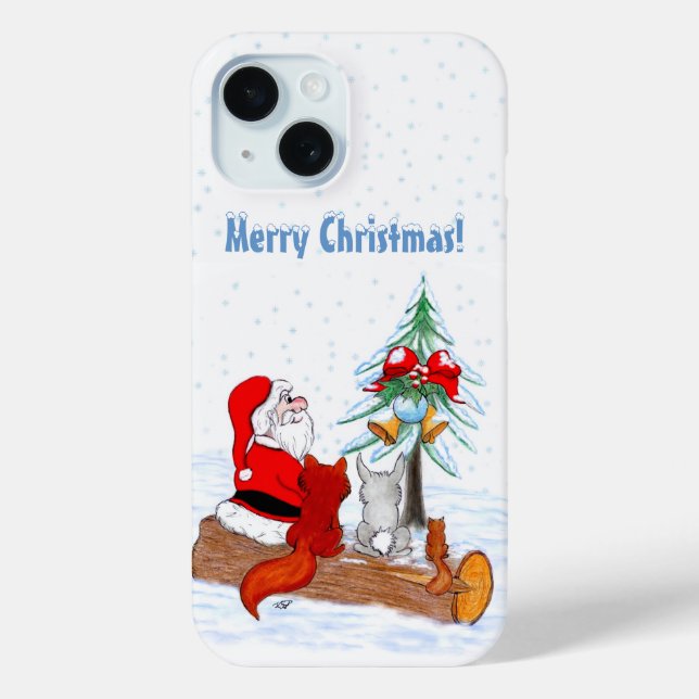 Coques Case-Mate iPhone Père Noël avec Renard de lapin et écureuil (Verso)
