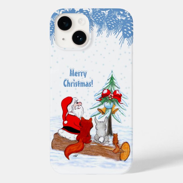 Coques Case-Mate iPhone Père Noël avec Renard de lapin et écureuil (Verso)
