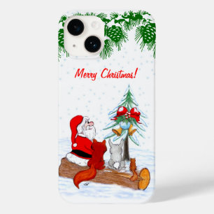 Coque Case-Mate iPhone Père Noël avec Renard de lapin et écureuil