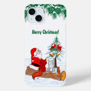 Coque Case-Mate iPhone Père Noël avec Renard de lapin et écureuil