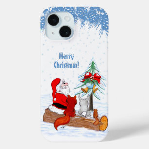 Coque Case-Mate iPhone Père Noël avec Renard de lapin et écureuil