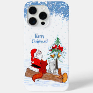 Coque Case-Mate iPhone Père Noël avec Renard de lapin et écureuil