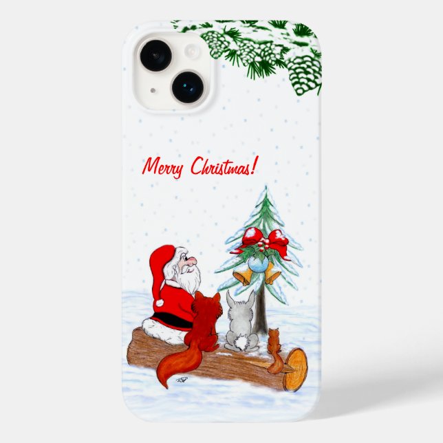 Coques Case-Mate iPhone Père Noël avec Renard de lapin et écureuil (Verso)