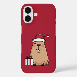 Coque Pour iPhone 16 Père Noël Capybara Holiday Fun
