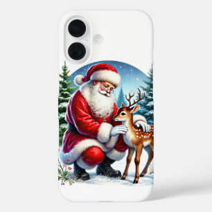 Coque Pour iPhone 16 Père Noël de Noël festif et cerf