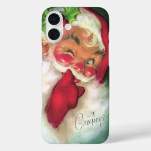 Coque Pour iPhone 16 Plus Père Noël de Noël rétro vintage