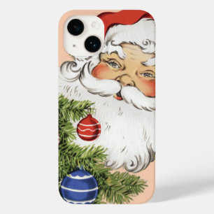 Coque Pour iPhone 14 Père Noël de Noël vintage avec ornements d'arbre