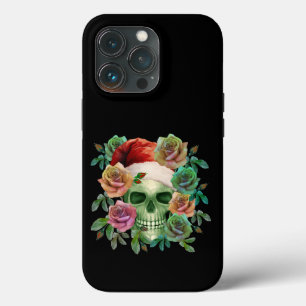Case-Mate iPhone CASE PÈRE NOËL DRÔLE CRÂNE VERT ET FLORAL NOËL