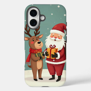 Coque Pour iPhone 16 Père Noël et Rudolph's Gift Exchange