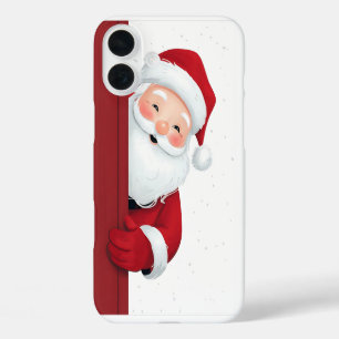 Coque Pour iPhone 16 Plus Père Noël joyeux à la recherche autour du coin - F