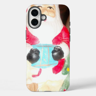 Coques iPhone 16 Plus Père Noël rétro amusant avec neige   Décoration de