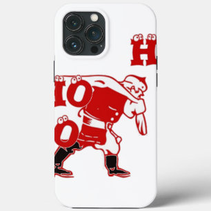Etui iPhone 13 Pro Max Père Noël rouge et blanc Marcher Ho Ho Art Imprime