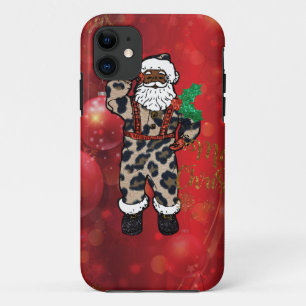 Coque Case-Mate Pour iPhone père Noël rouge léopard
