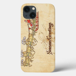 iPhone 13 Coque Père Noël Sled et Reindeer Joyeuses Fêtes