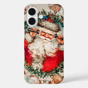 Coque Pour iPhone 16 Père Noël victorien au téléphone avec enfants