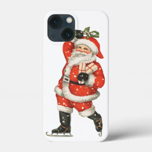 iPhone 13 Mini Coque Père Noël victorien de Noël vintage patineur sur g