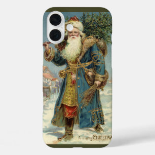 Coque Pour iPhone 16 Plus Père Noël victorien vintage avec sapin de Noël