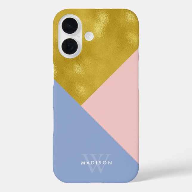 Coques Case-Mate iPhone Périwinkle rose souple et Faux Gold Monogrammé (Verso)