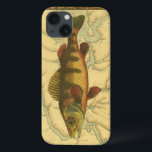 Coque Case-Mate iPhone Perle jaune sur la carte<br><div class="desc">Cette impression illustre une image artistique d'un poisson perché jaune. L'arrière - plan affiche une carte géographique vintage dans les tons beiges clairs. Le cadre marron ressemble à un motif en bois ancien avec des fleurs jaune-rouge aux bords. Un grand ajout à votre collection de pêche !</div>
