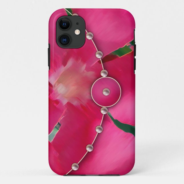 Coques Case-Mate iPhone Perles et pétales roses (Dos)