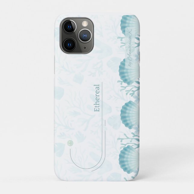 Coques Case-Mate iPhone Perles Océaniques de Teal Personnalisées  (Dos)