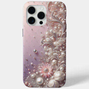 Coque Case-Mate iPhone Perles roses dorées modernes élégantes mignonnes