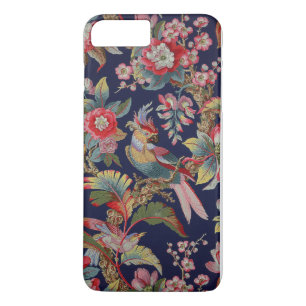 Coque iPhone 8 Plus/7 Plus Perroquet de Cockatoo antique aux fleurs