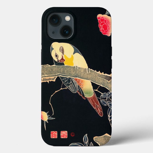 Coques Case-Mate iPhone Perroquet sur la branche d'un Rose en fleurs Bush (Verso)