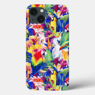 Etui iPhone 13 Perroquets d'aquarelle