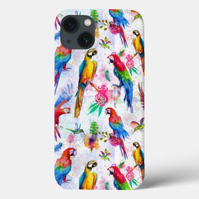 Coques Case-Mate iPhone Perroquets de style aquarelle (Verso)