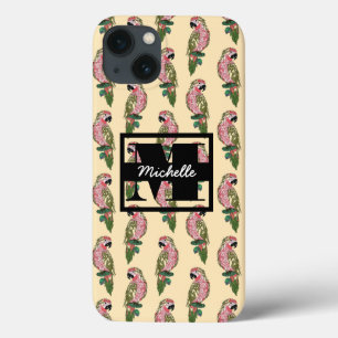 Coque Case-Mate iPhone Perroquets de style Zentangle   Monogramme