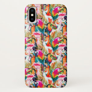 Coque iPhone X Perroquets et palmettes