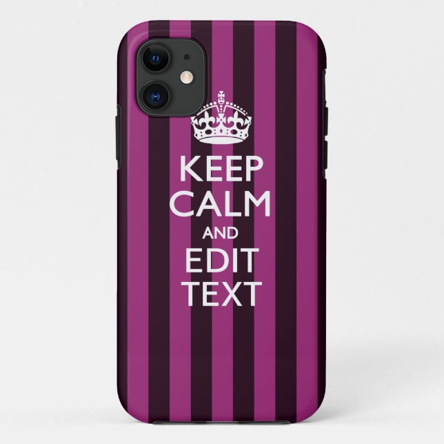 Coques Case-Mate iPhone Personalisé KEEP CALM Votre texte sur Pink Fuchsia (Dos)