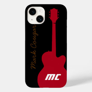 Coque Case-Mate iPhone personalised name and initials red rock guitar