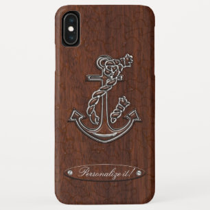 Coque Pour iPhone XS Max Personalize it! Wet Nautical Mahogany Anchor Steel