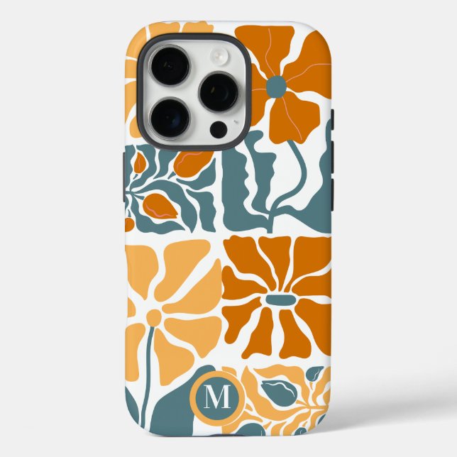 Coques Case-Mate iPhone Personalized Abstract Retro Floral Monogram (Verso)