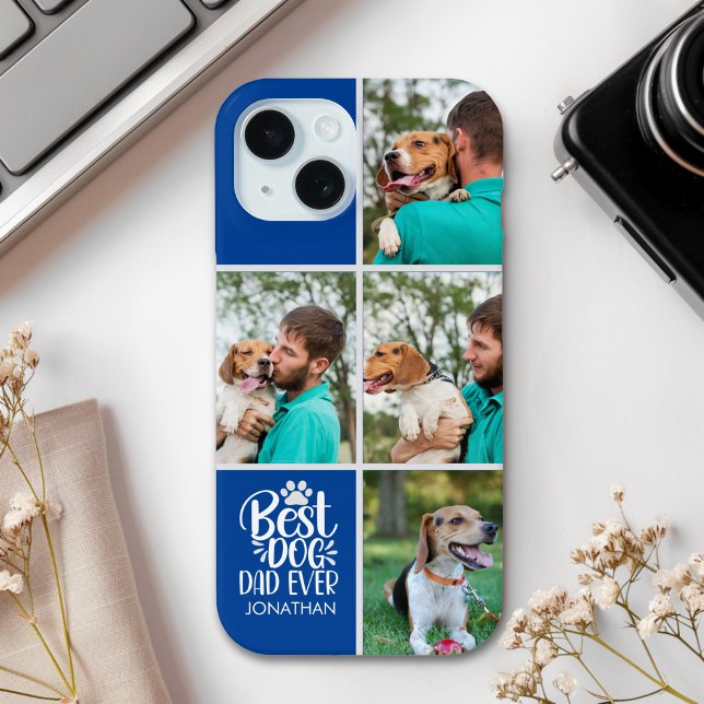 Coques Case-Mate iPhone Personalized Best Dog Dad – Collage 4-Photos (Créateur téléchargé)