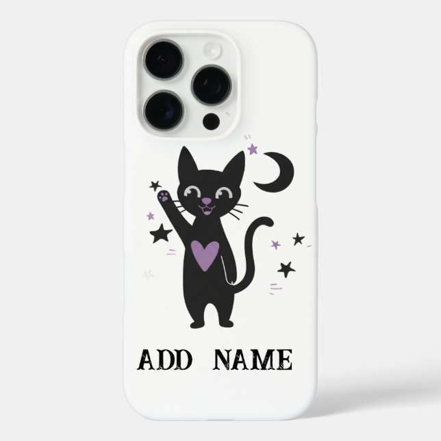 Coques Case-Mate iPhone Personalized Black Cat Phone Case w/ Stars & Moon (Verso)