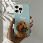 Coque Case-Mate iPhone Personalized Dog Photo | Pastel Blue Pet<br><div class="desc">Bring your favorite furry friend everywhere you go with this personalized dog photo phone case. Featuring a soft pastel blue background, your pet’s photo, and a custom name, this design is perfect for dog lovers who want something stylish, minimal, and meaningful. This custom pet phone case makes a thoughtful gift...</div>