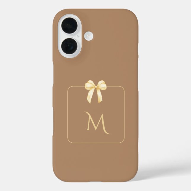Coques Case-Mate iPhone Personalized Initial Bow Brown Aesthetic (Verso)
