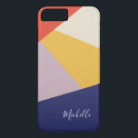 Coque iPhone 7 Plus Personalized Modern Geometric Triangles<br><div class="desc">Here's a bright version of the popular asymmetrical triangle pattern using this year's trending colors in shades of coral, ochre, tan, mauve, and navy blue. The design has been created so that it be personalized with your name using a script typographiy font you're going to love. This design created by...</div>