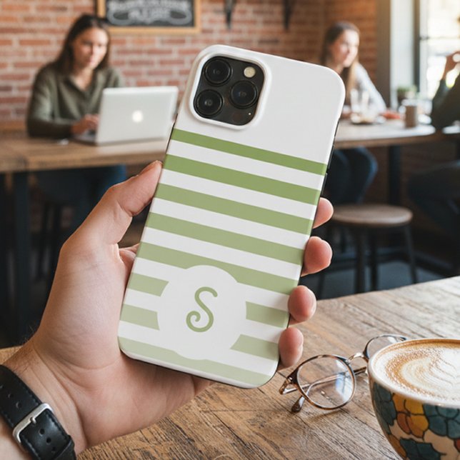 Coques Case-Mate iPhone Personalized Monogram Minimal Striped Modern Desig (Créateur téléchargé)