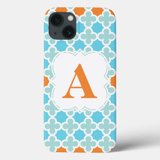 Coques Case-Mate iPhone Personalized Monogram Retro Quatrefoil Pattern (Verso)